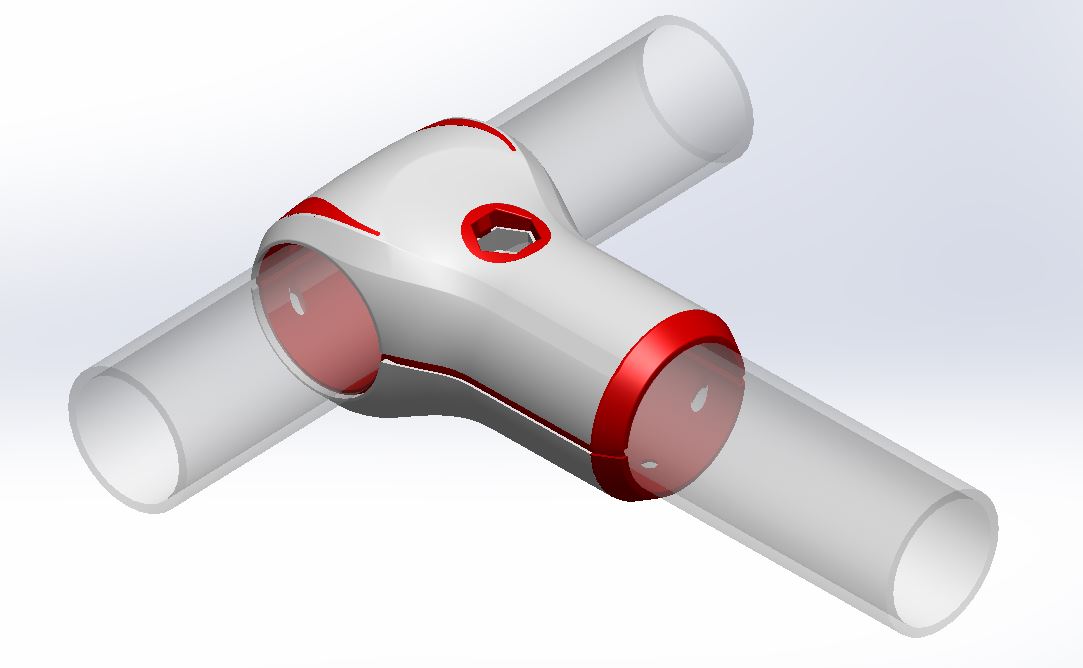 Étude des surfaces de grip d'une liaison Graphit bi-matière sur tube Aluminium 28,6 mm – réf. GT-D